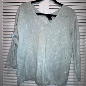 Ann Taylor Soft sheer V-Neck Blouse in mint green